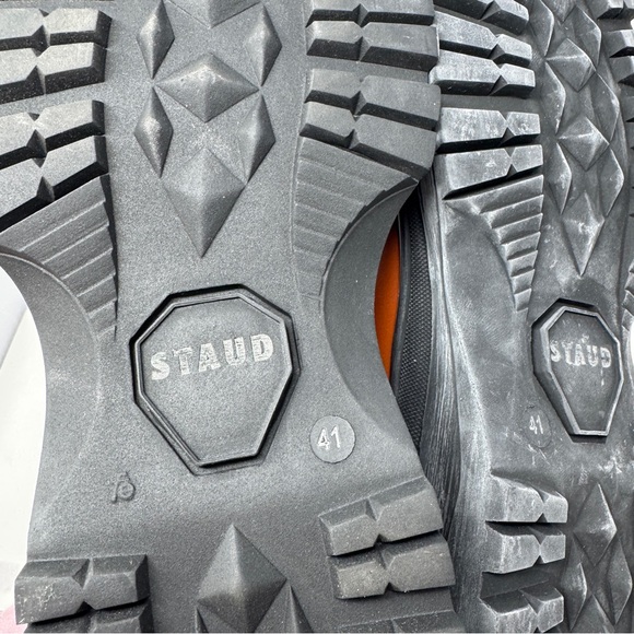 Staud Women's Brown Bow Sock-Ankle Lug Sole Chelsea Boots - Picture 11 of 12